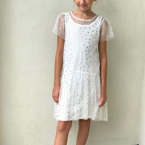 FabKids! White & gold polka dot tulle dress!